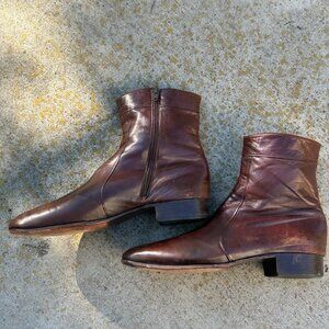 Men's brown Italian leather ankle boots